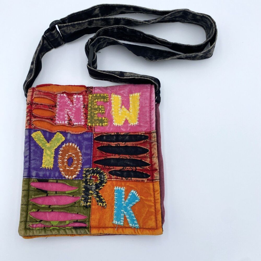 New York Patchwork Boho Bag Colorful Streetwear Purse Small Crossbody
